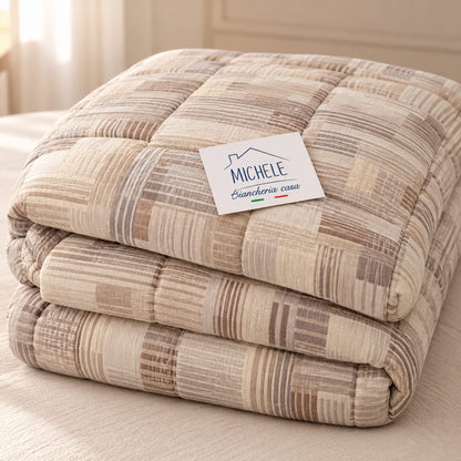 Trapunta Matrimoniale 260x260 cm Mano Piuma “Soft Weave Beige” – Morbidissima e Caldissima