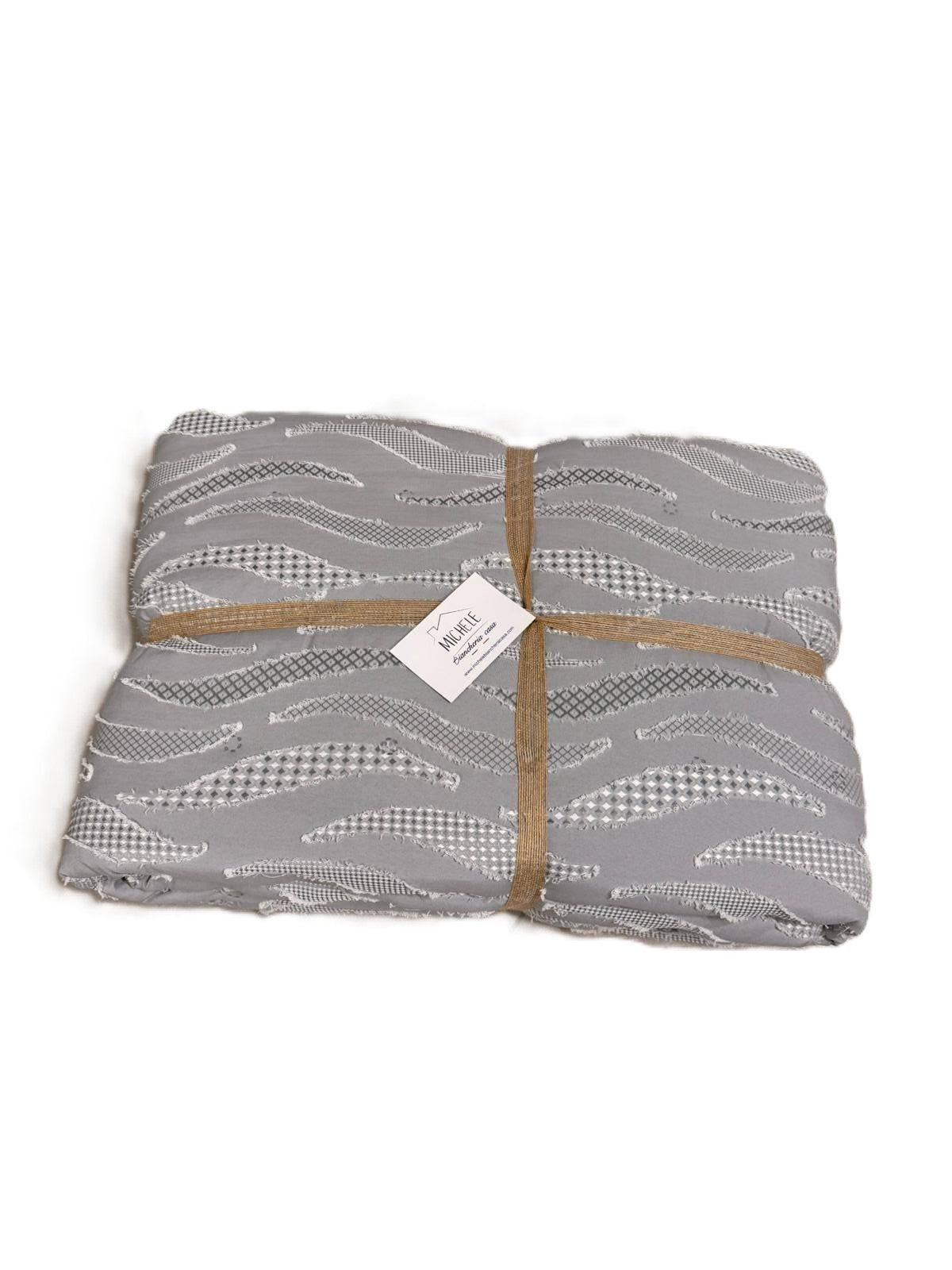 Trapuntino Matrimoniale Jacquard Fill Coupé Grigio 255x260 cm in Microfibra - Fantasia Wave Jacquard Grey