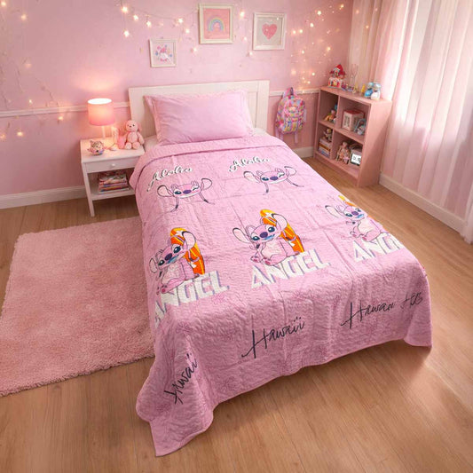 Trapuntino Letto Singolo Lilo & Stitch Angel – Copriletto Estivo Bambina