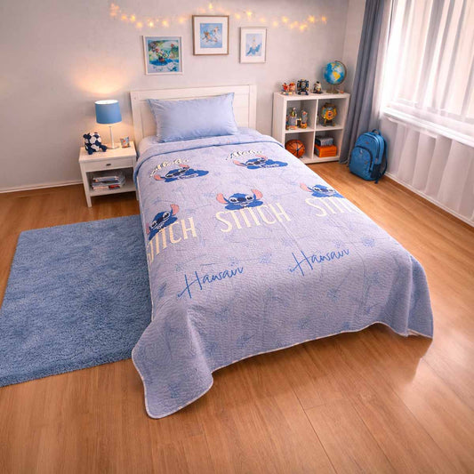 Trapuntino Letto Singolo Stitch Disney – Copriletto Estivo Bambini Blu
