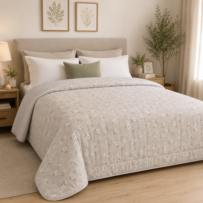 Trapuntino Matrimoniale Double Face Bloom Harmony in Morbida Microfibra 250x250 cm