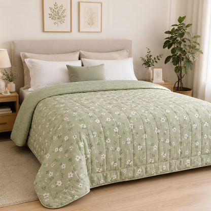 Trapuntino Matrimoniale Double Face Bloom Harmony in Morbida Microfibra 250x250 cm