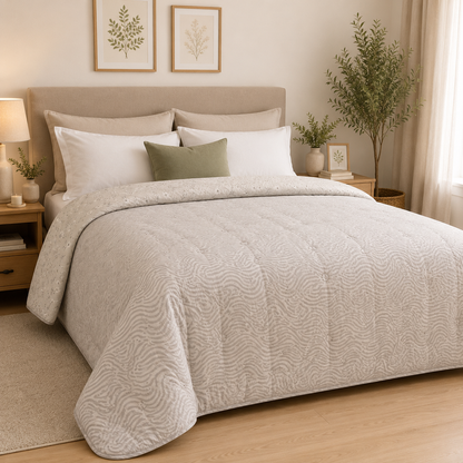Trapuntino Matrimoniale Double Face Bloom Harmony in Morbida Microfibra 250x250 cm