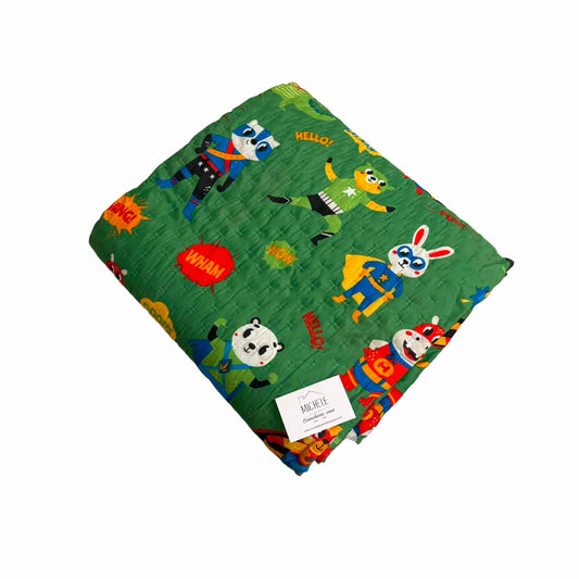Trapuntino Letto Singolo Supereroi – Copriletto Estivo Bambini Verde