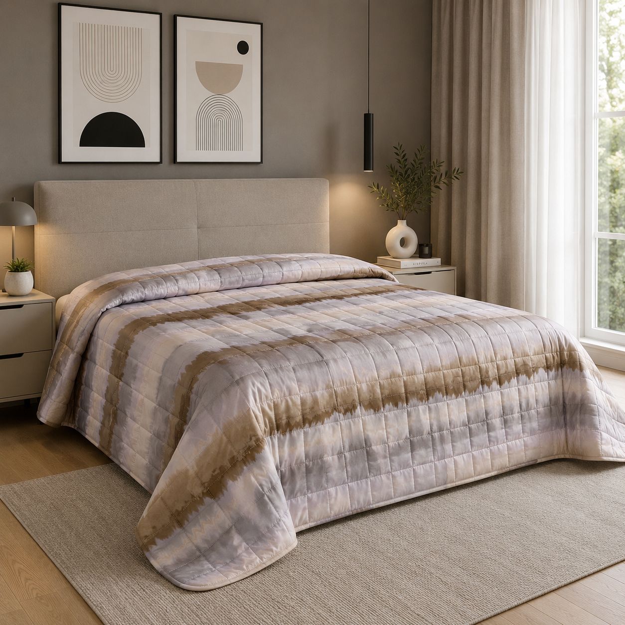 Trapuntino Matrimoniale “Shade Harmony” 260x260 cm Double Face in Microfibra Effetto Seta